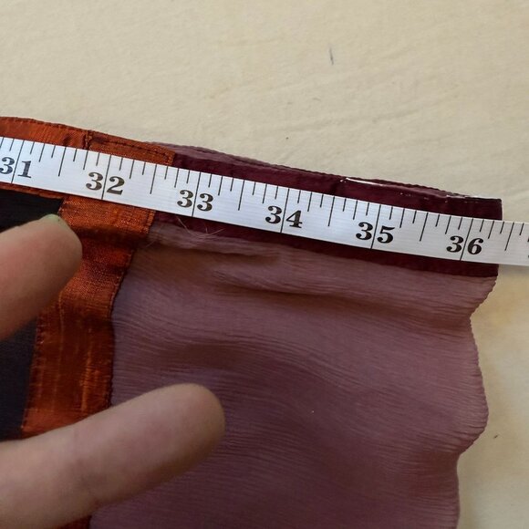 Autumn Multi-Color Sheer Silk Scarf With Satin Borders Elegant Statement Design - Picture 3 of 4